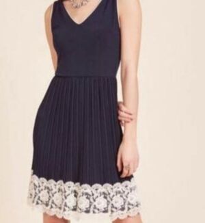 Yellow Star Pleated Lacy Soft Knit Dress
